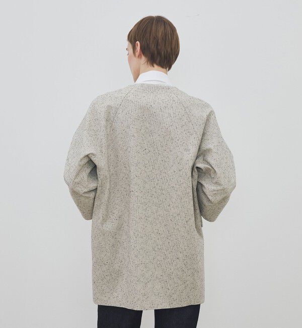 DES PRES「メランジツイル キモノスリーブミディコート」|ノーカラーコート|