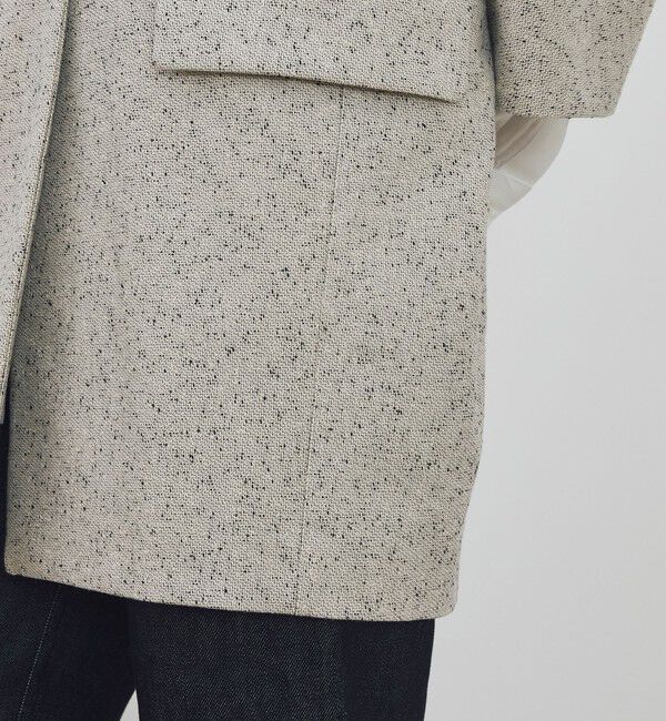 DES PRES「メランジツイル キモノスリーブミディコート」|ノーカラーコート|