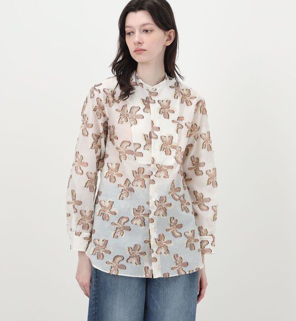 MACPHEE「バイカラージャカード ボザムチュニックシャツ」|シャツ・ブラウス|