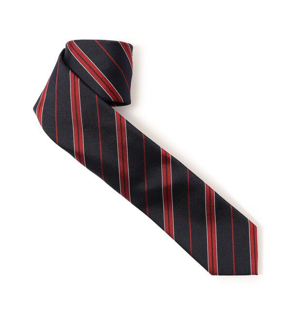 TOMORROWLAND GOODS「TOMORROWLAND シルク レジメンタルストライプナロータイ」|ネクタイ・蝶ネクタイ|68 ネイビー系