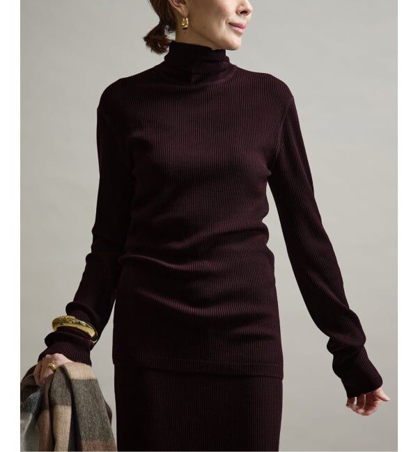 VERMEIL par iena「Embraced wool RIB Turtle ニット」|ニット・セーター|ボルドー