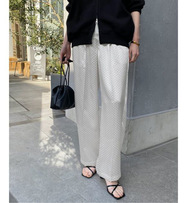 SLOBE IENA「ドットプリントサテンイージーパンツ」|その他|ホワイト