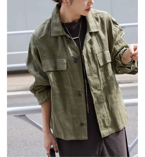 JOURNAL STANDARD「《追加予約2》リネンミリタリージャケット」|ミリタリージャケット|