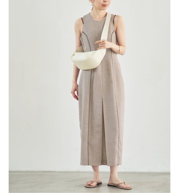 NOBLE「《予約・セットアップ対応》ドンゴロスカーブワンピース」|ワンピース|ベージュ