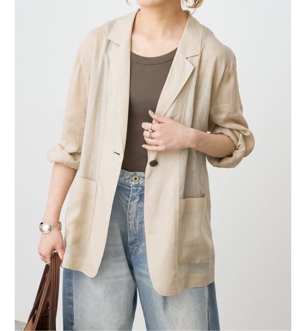 Spick and Span「《手洗い可 / 追加予約》ラミーミックスシアージャケット」|テーラードジャケット|ベージュ A