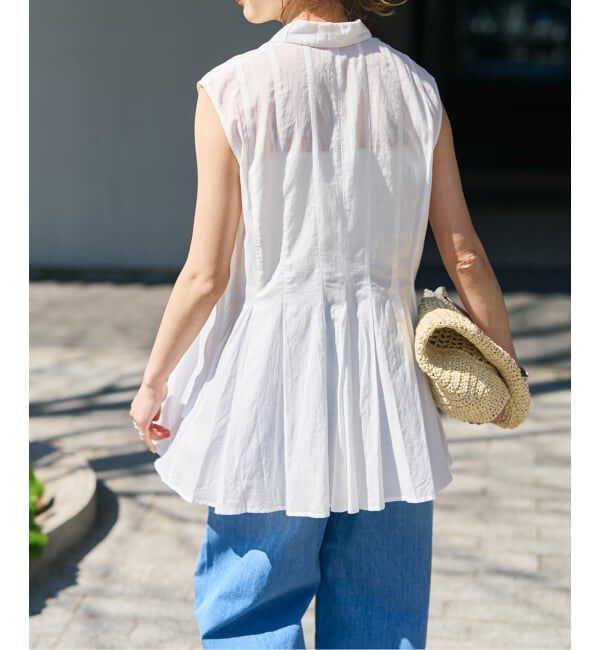 Spick and Span「《手洗い可 / 予約》C/Rボイルタックノースリーブブラウス」|シャツ・ブラウス|