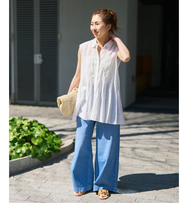 Spick and Span「《手洗い可 / 予約》C/Rボイルタックノースリーブブラウス」|シャツ・ブラウス|