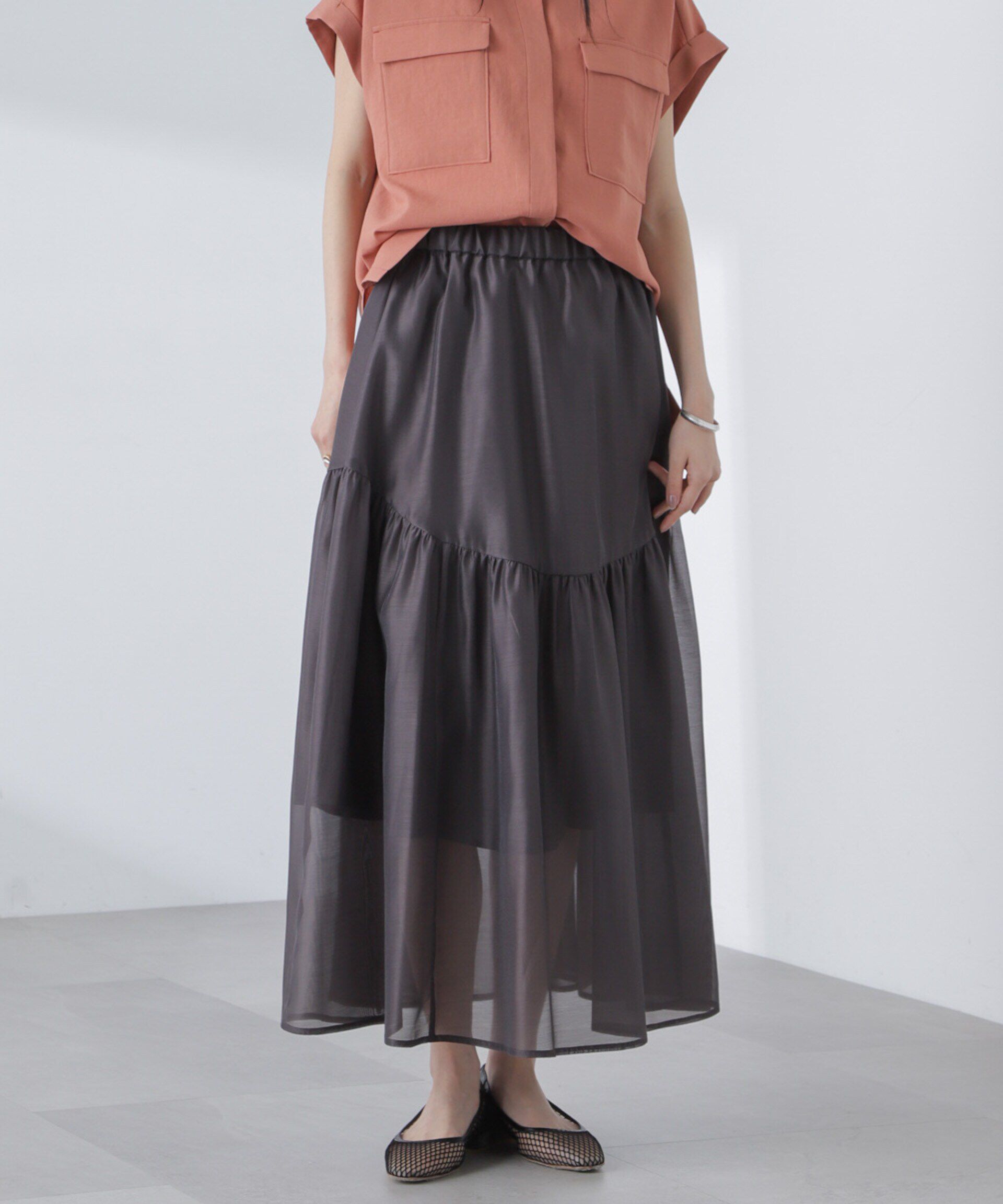 nano･universe「シアーギャザースカート」|スカート|