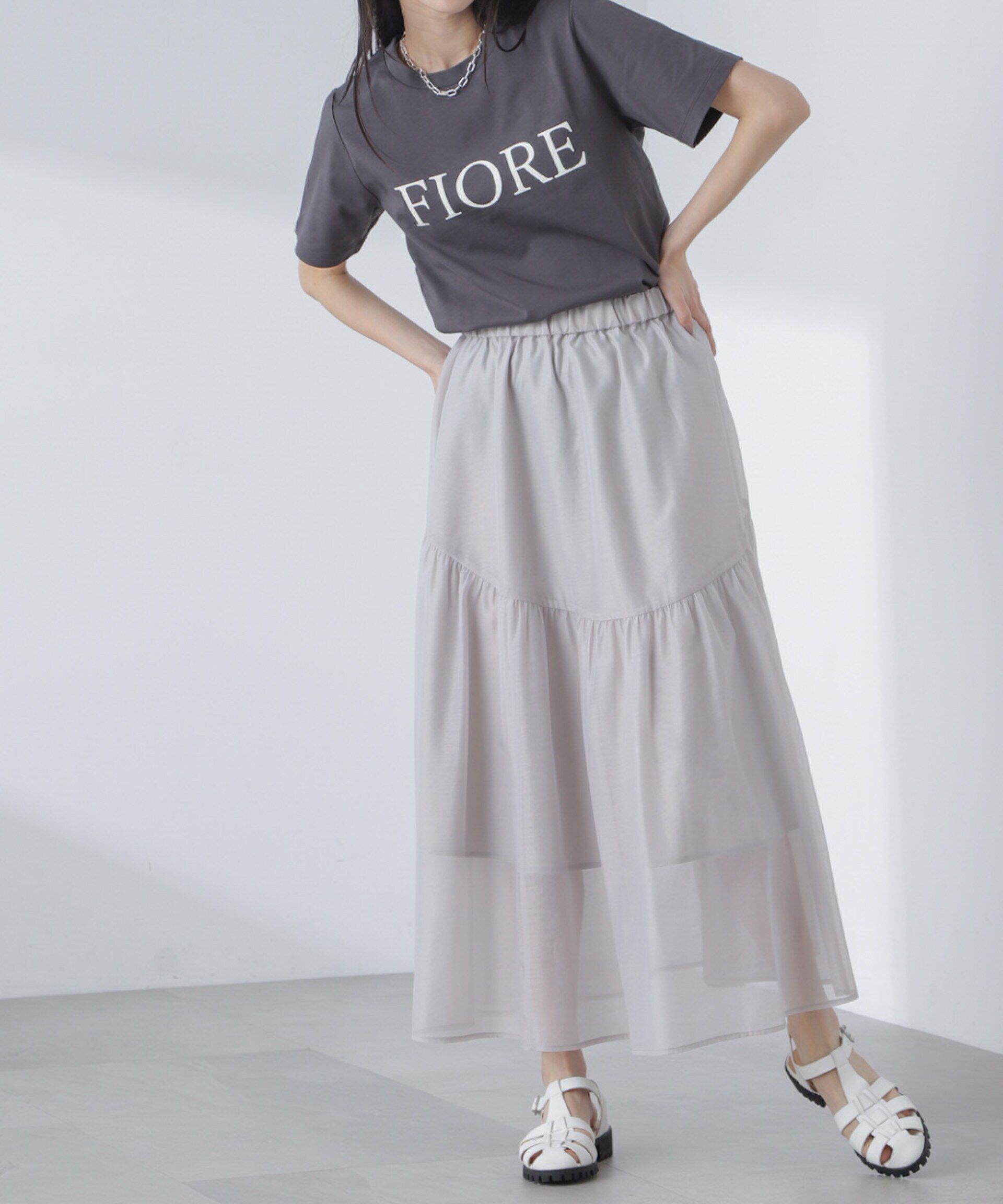 nano･universe「シアーギャザースカート」|スカート|グレージュ3