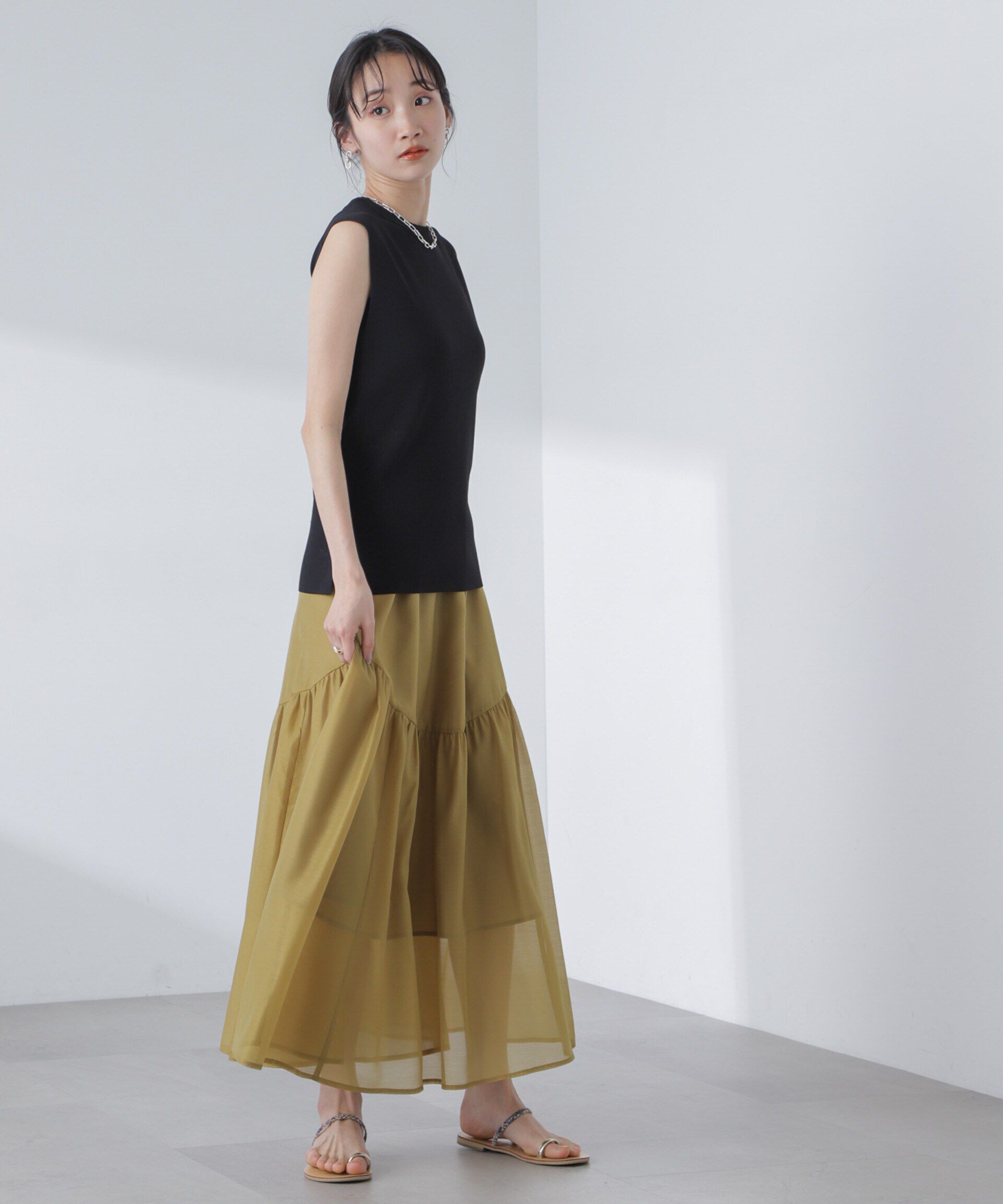 nano･universe「シアーギャザースカート」|スカート|