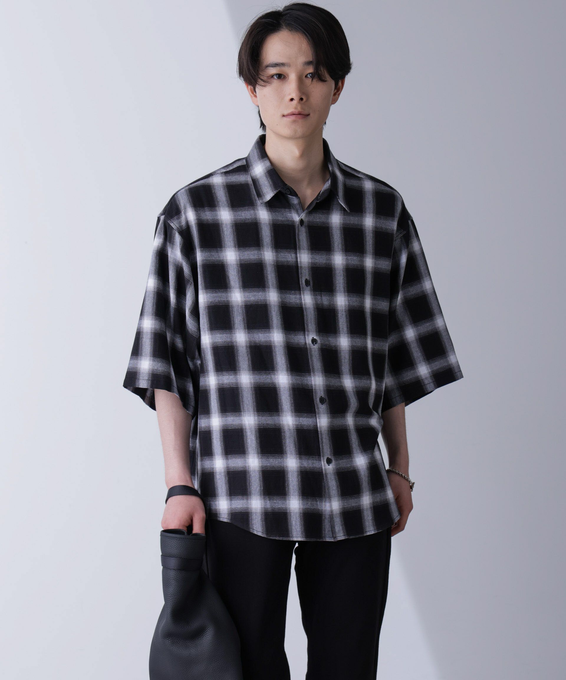 nano･universe「リラックスオンブレーチェックシャツ 半袖」|シャツ・ブラウス|