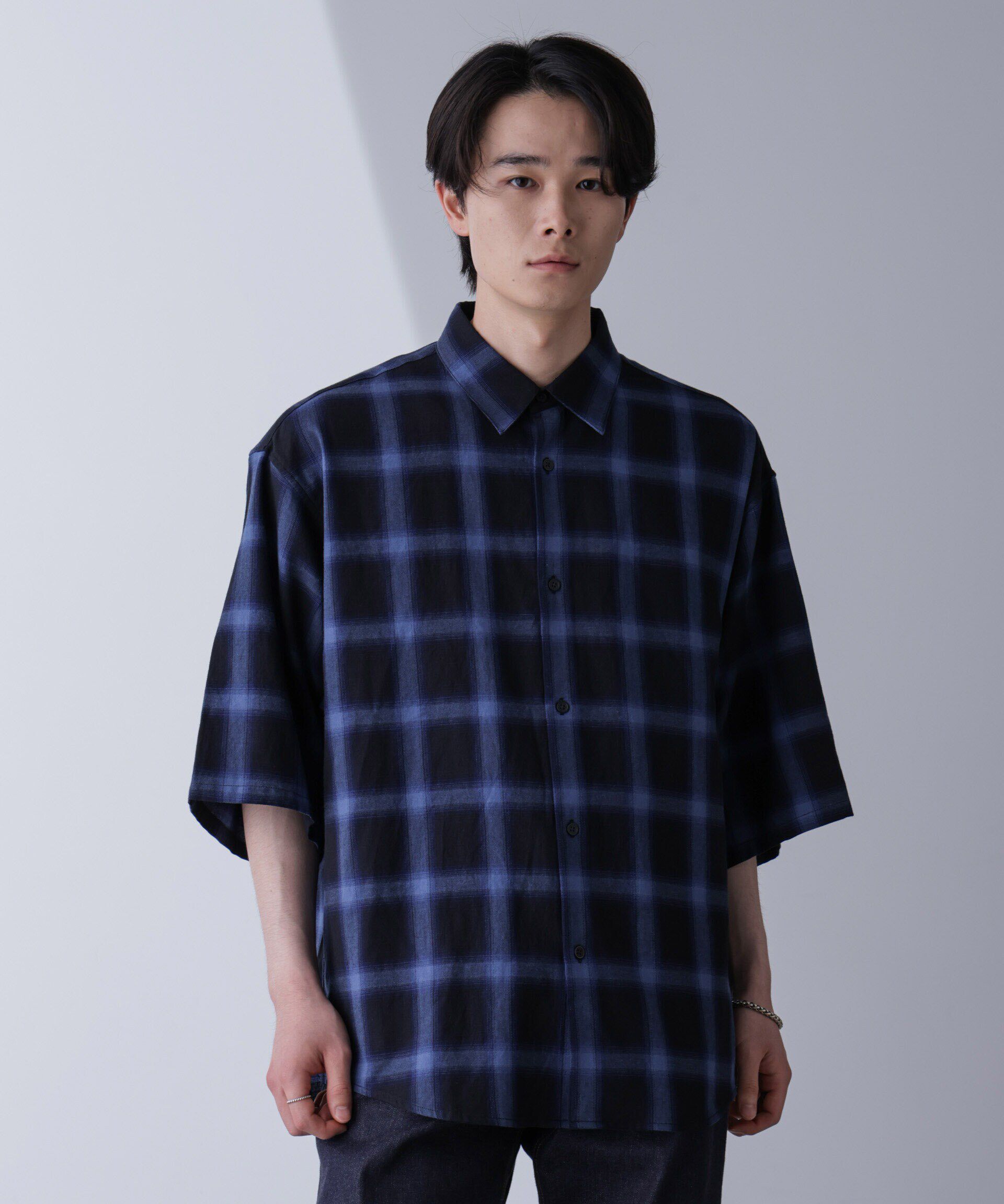 nano･universe「リラックスオンブレーチェックシャツ 半袖」|シャツ・ブラウス|