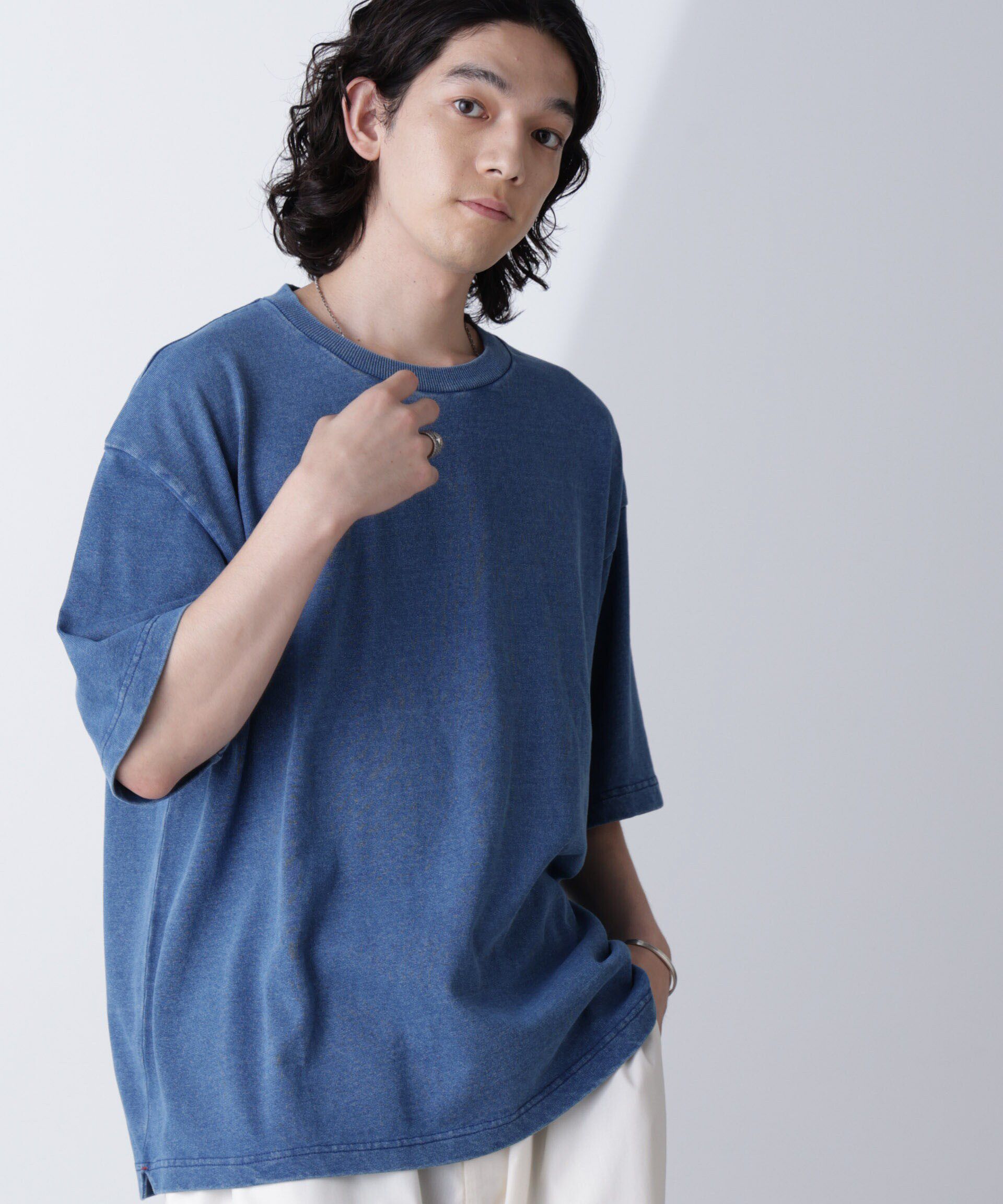 nano･universe「リラックスインディゴTシャツ 半袖」|Tシャツ・カットソー|