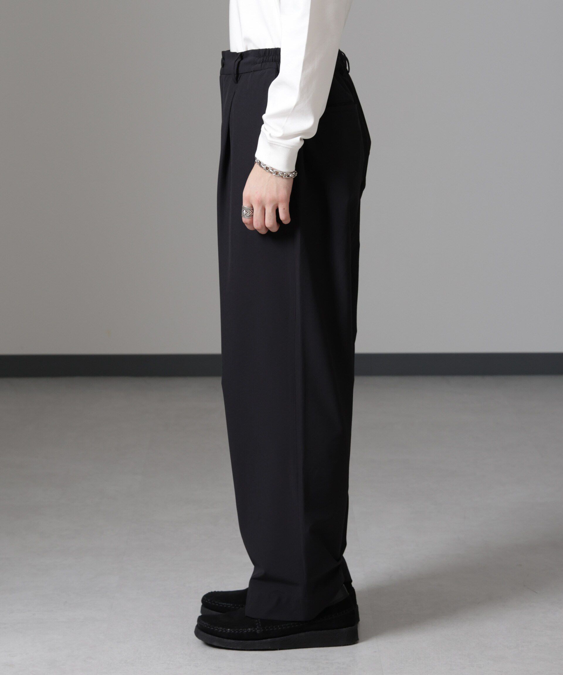 nano･universe「ストレッチワイドイージーパンツ(セットアップ可)」|チノ|