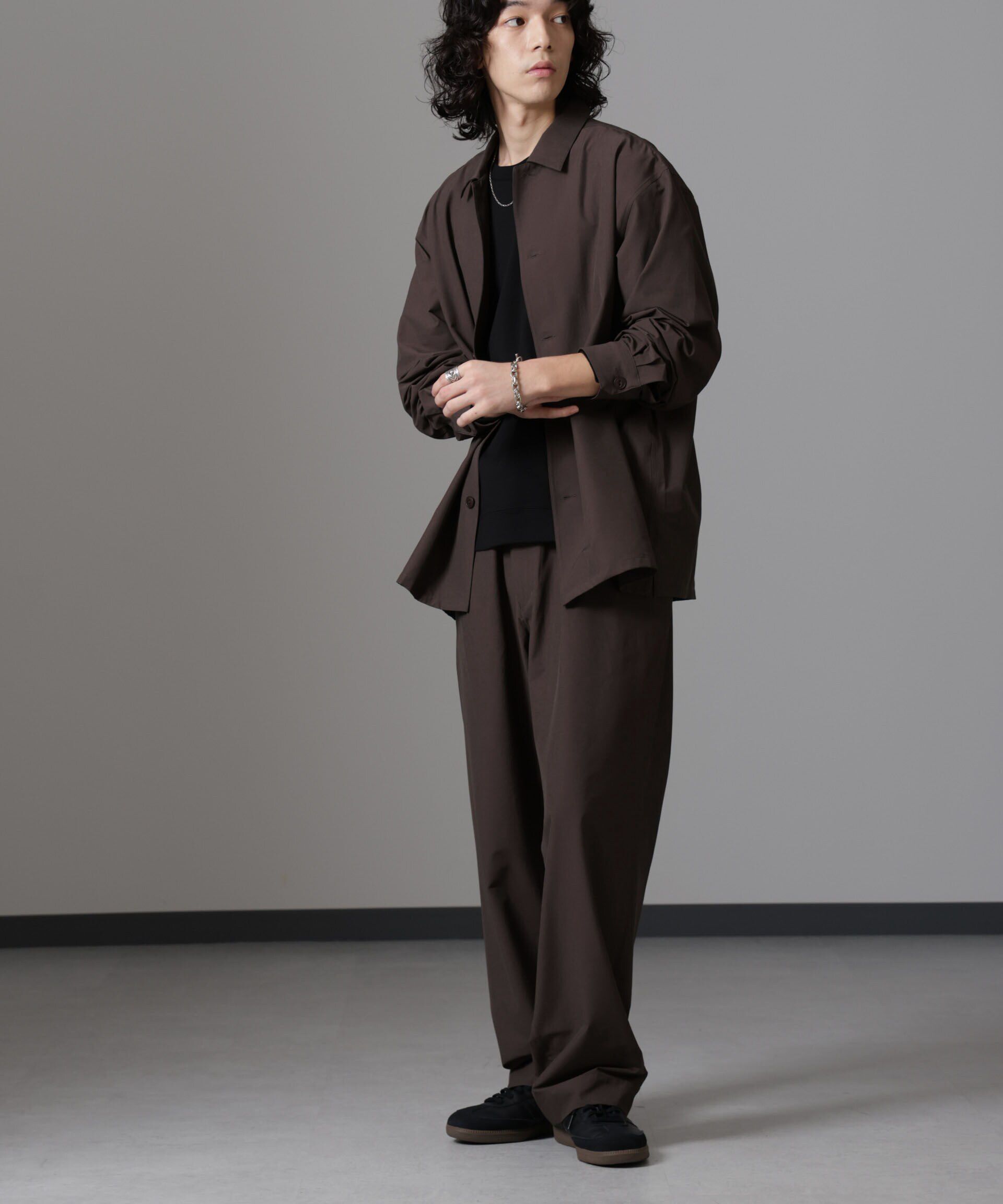 nano･universe「ストレッチワイドイージーパンツ(セットアップ可)」|チノ|D.ブラウン2