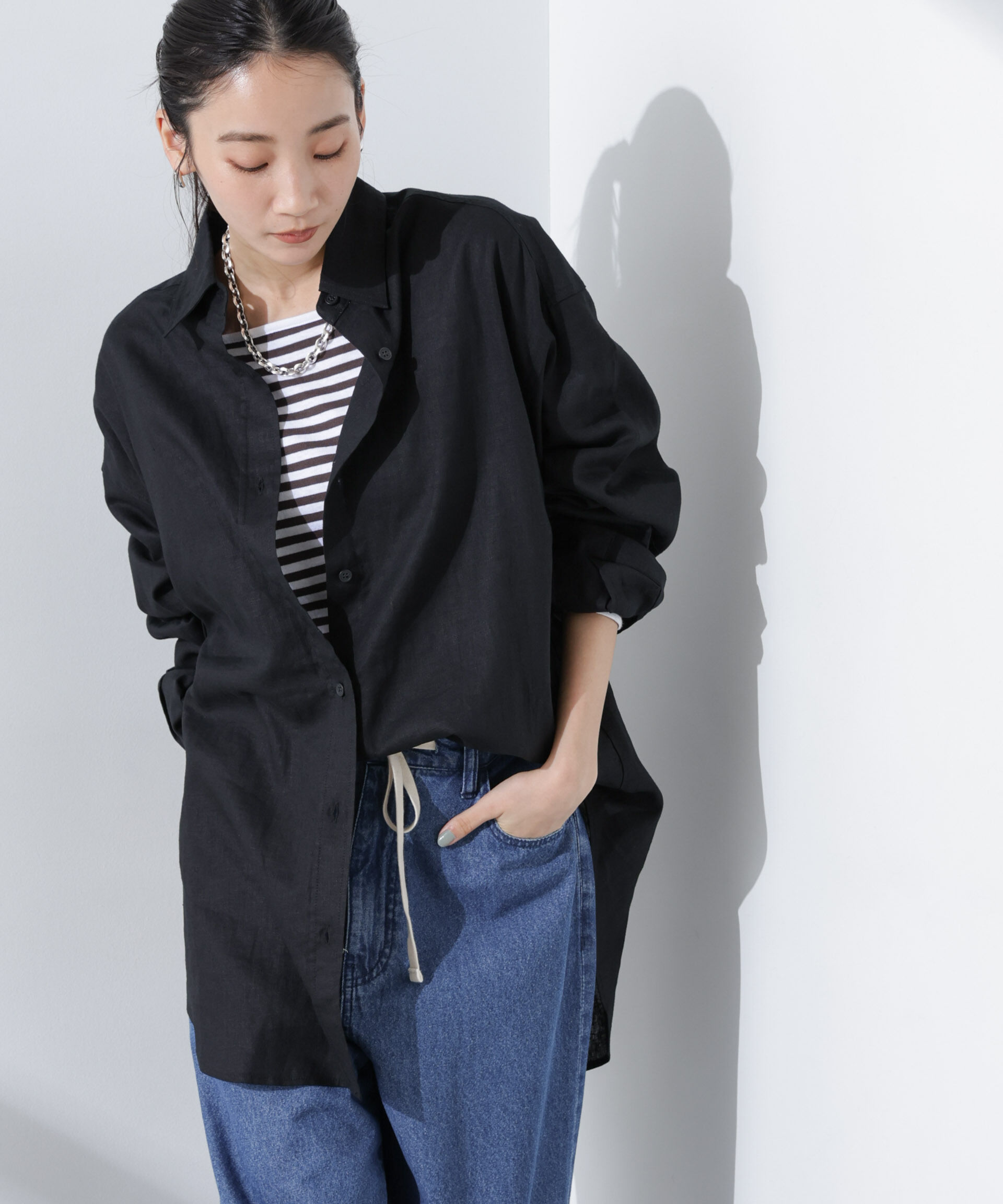 nano･universe「Anti Smell Linen ベーシックワイドシャツ」|シャツ・ブラウス|