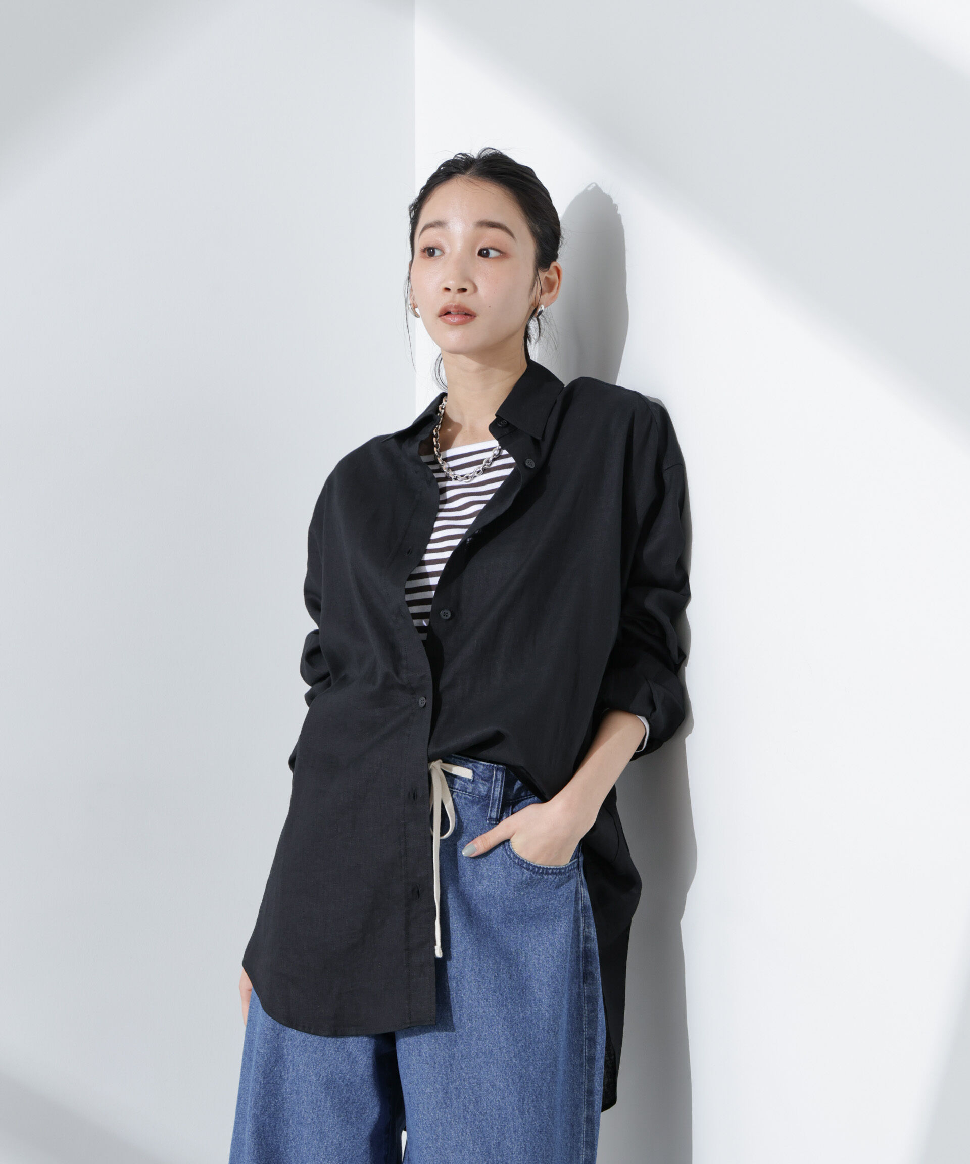 nano･universe「Anti Smell Linen ベーシックワイドシャツ」|シャツ・ブラウス|