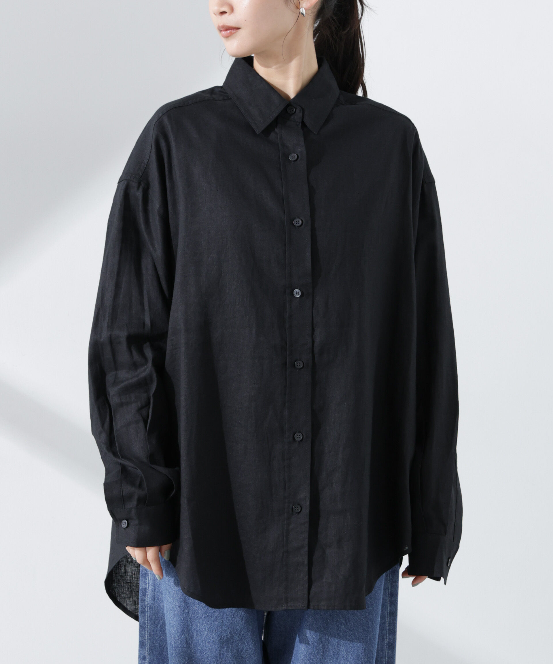 nano･universe「Anti Smell Linen ベーシックワイドシャツ」|シャツ・ブラウス|