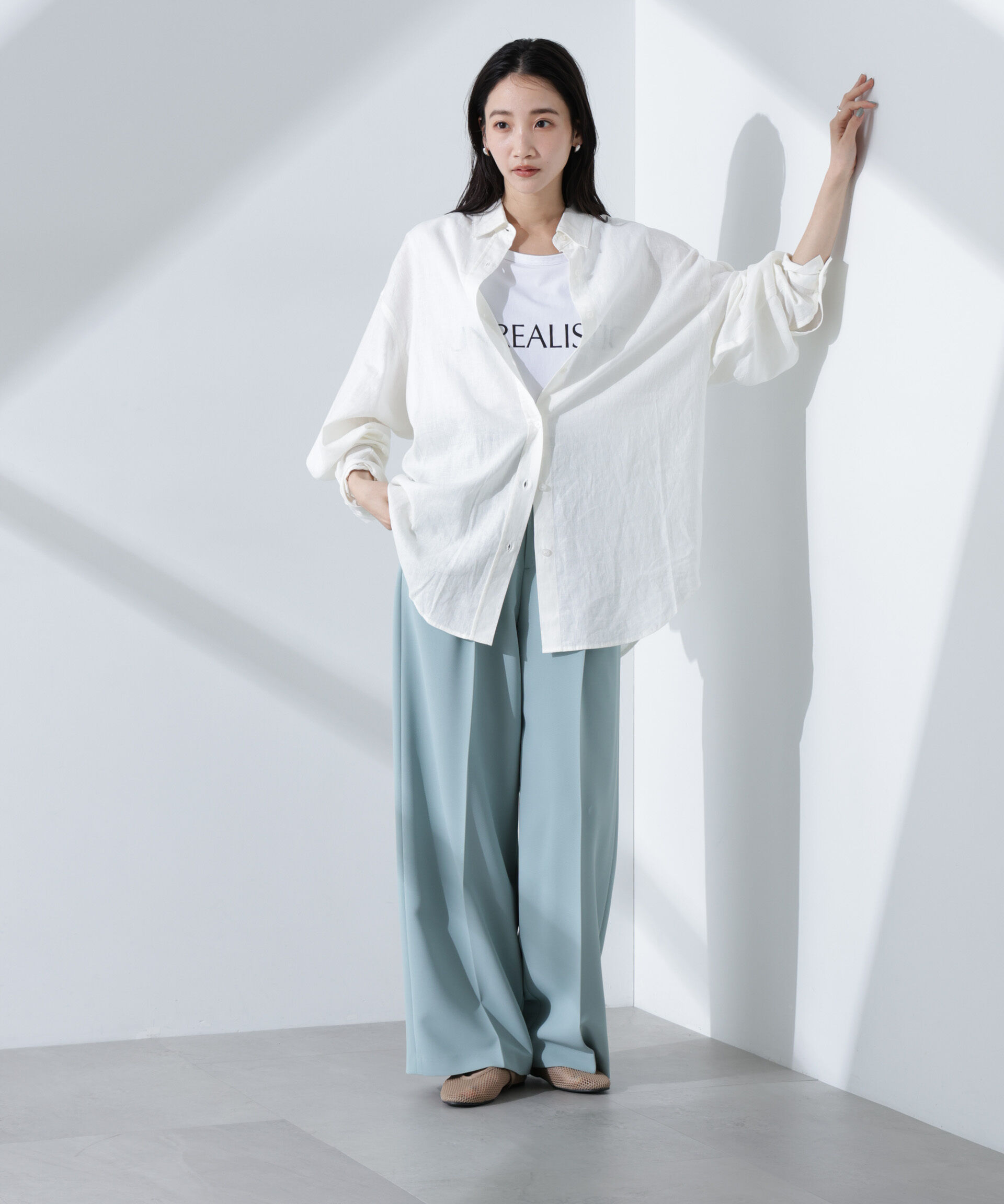 nano･universe「Anti Smell Linen ベーシックワイドシャツ」|シャツ・ブラウス|