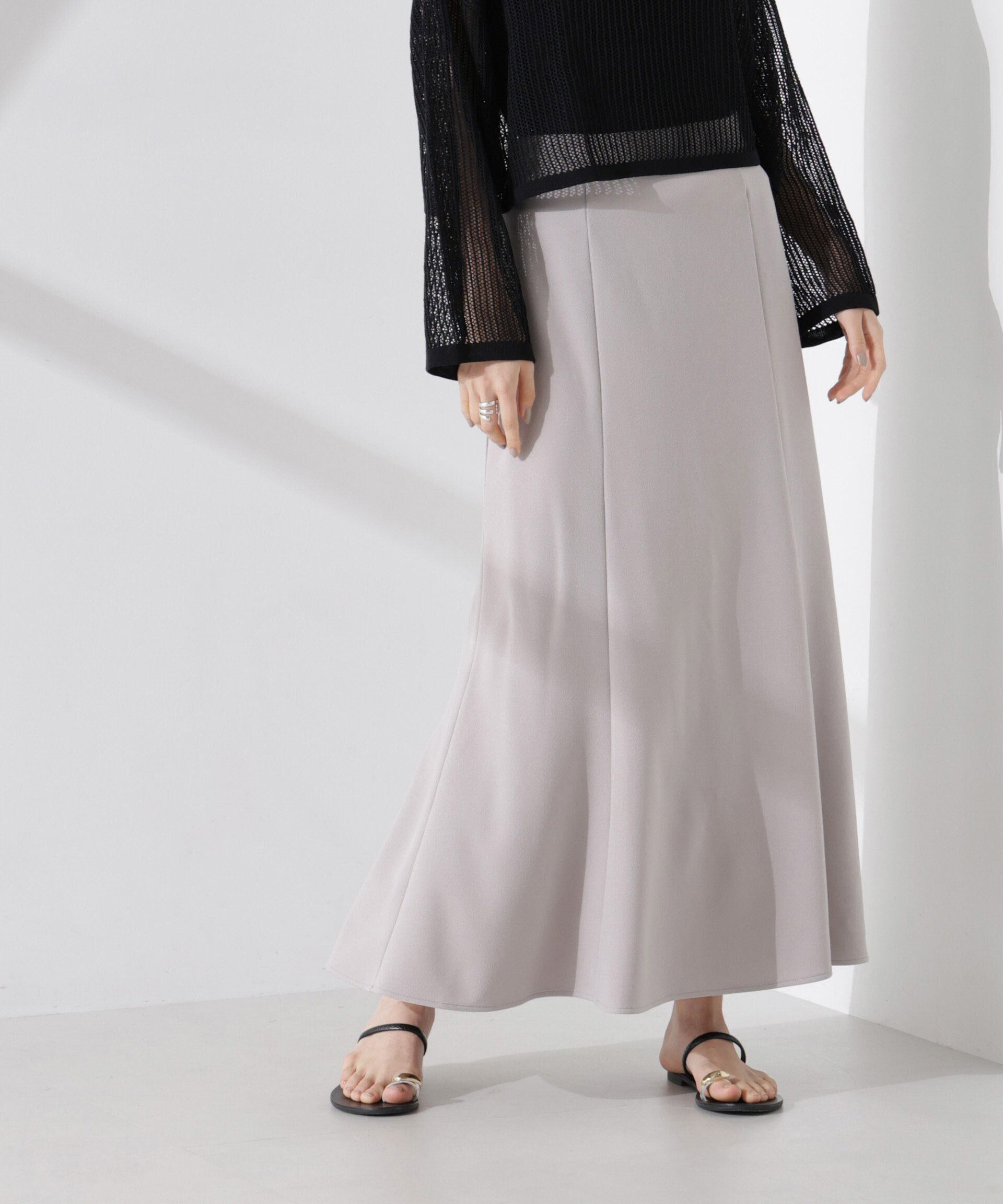 nano･universe「カットジョーゼットフレアスカート（セットアップ可）」|スカート|グレー