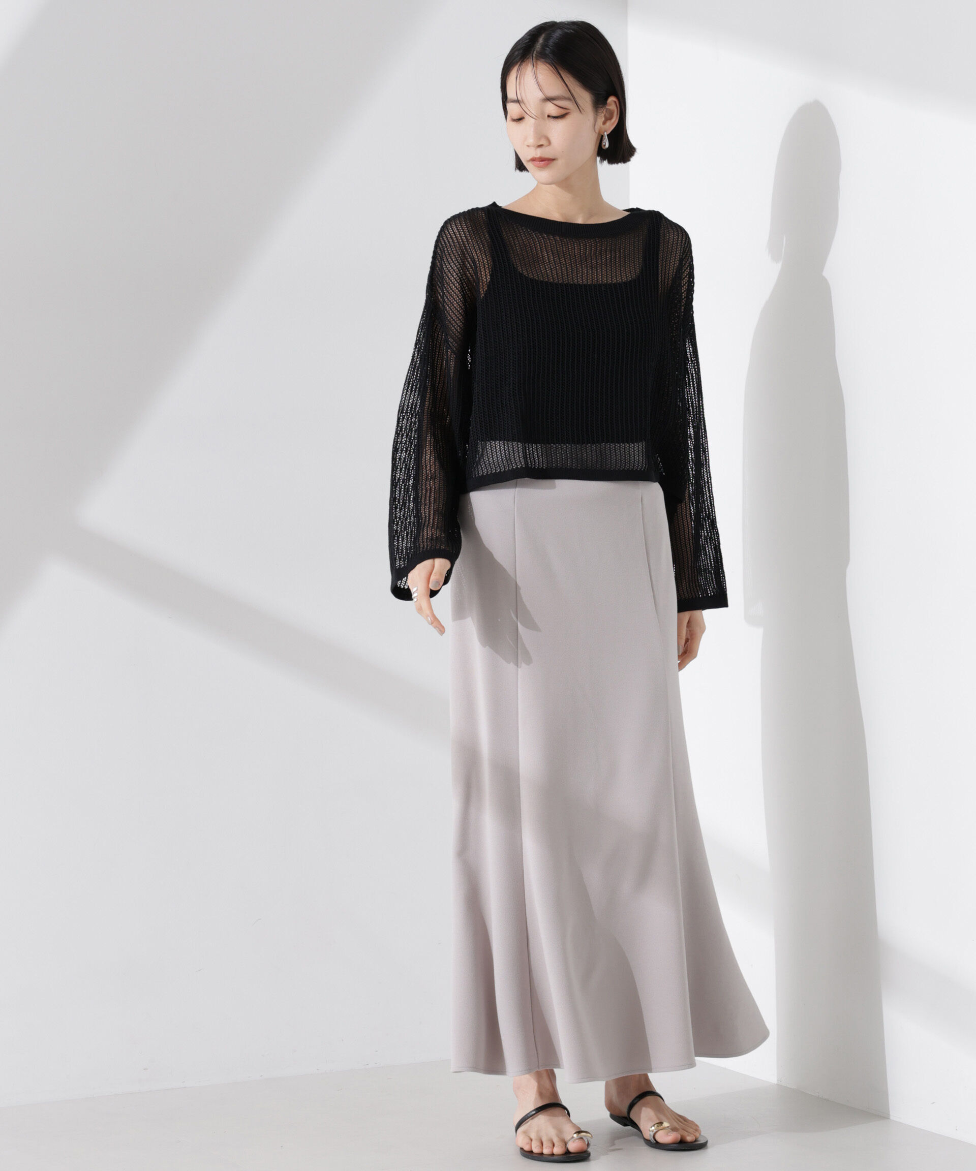 nano･universe「カットジョーゼットフレアスカート（セットアップ可）」|スカート|