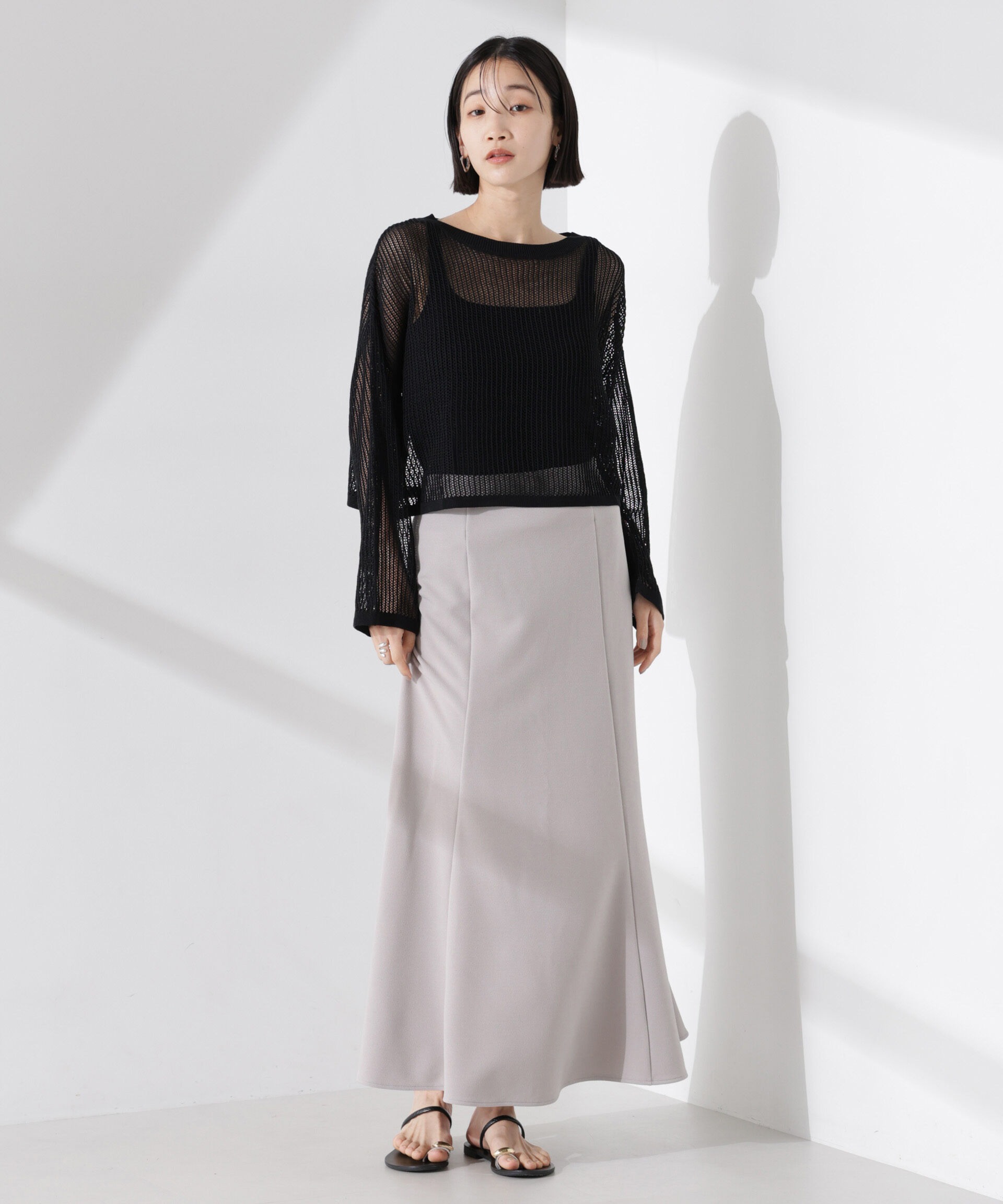 nano･universe「カットジョーゼットフレアスカート（セットアップ可）」|スカート|