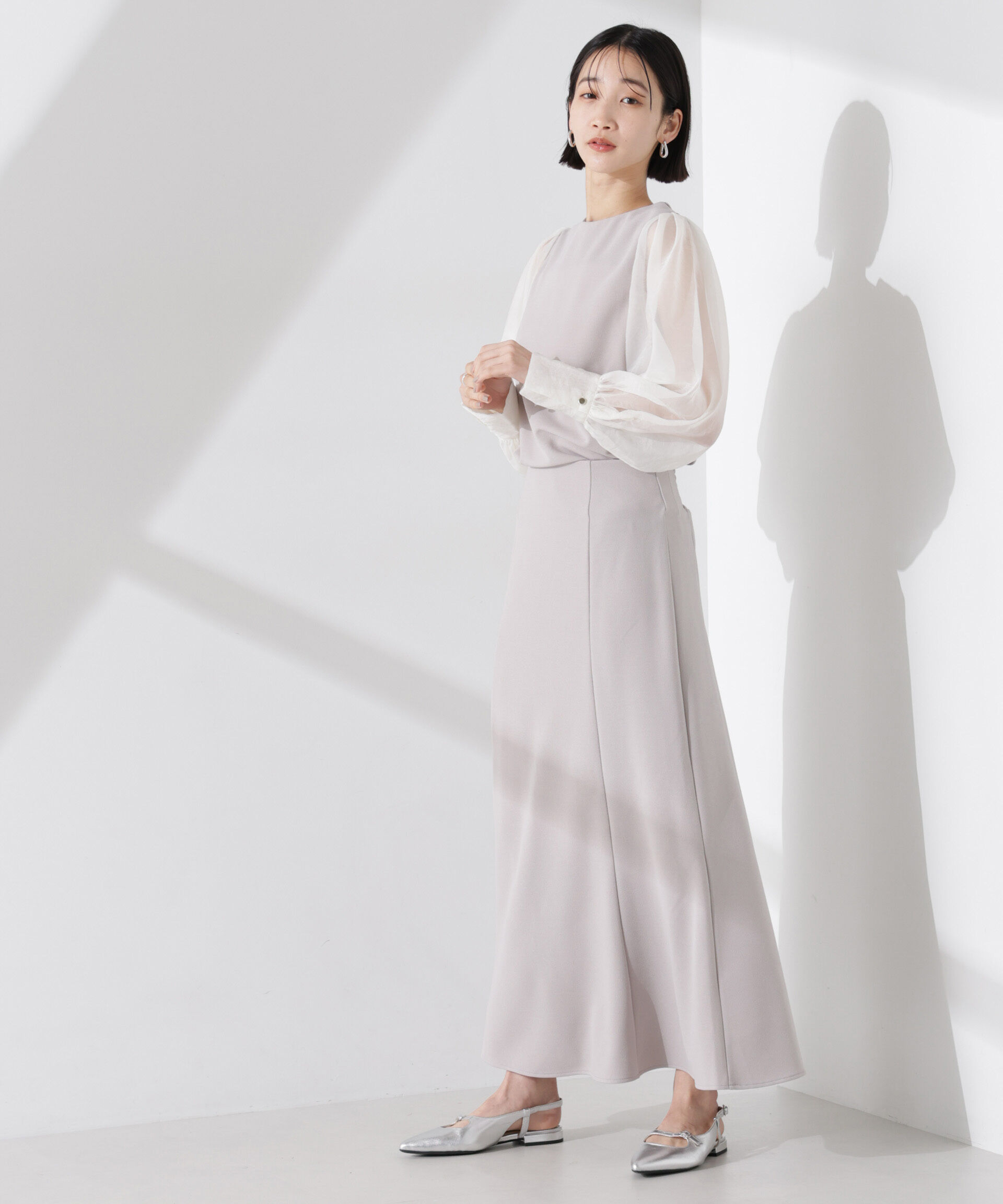 nano･universe「カットジョーゼットフレアスカート（セットアップ可）」|スカート|