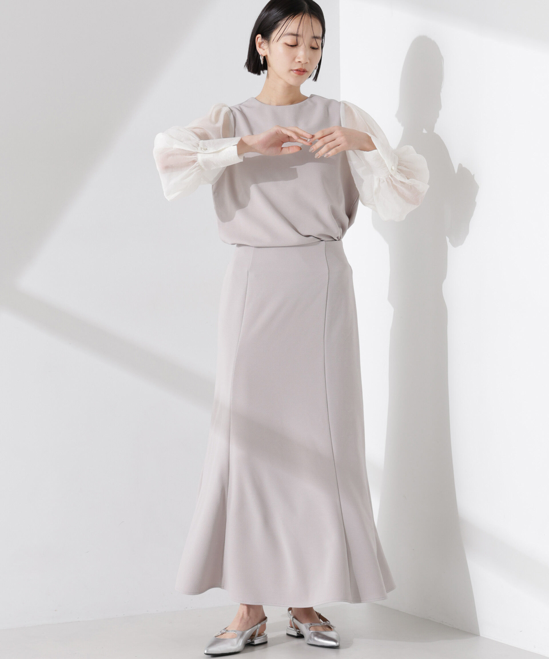 nano･universe「カットジョーゼットフレアスカート（セットアップ可）」|スカート|