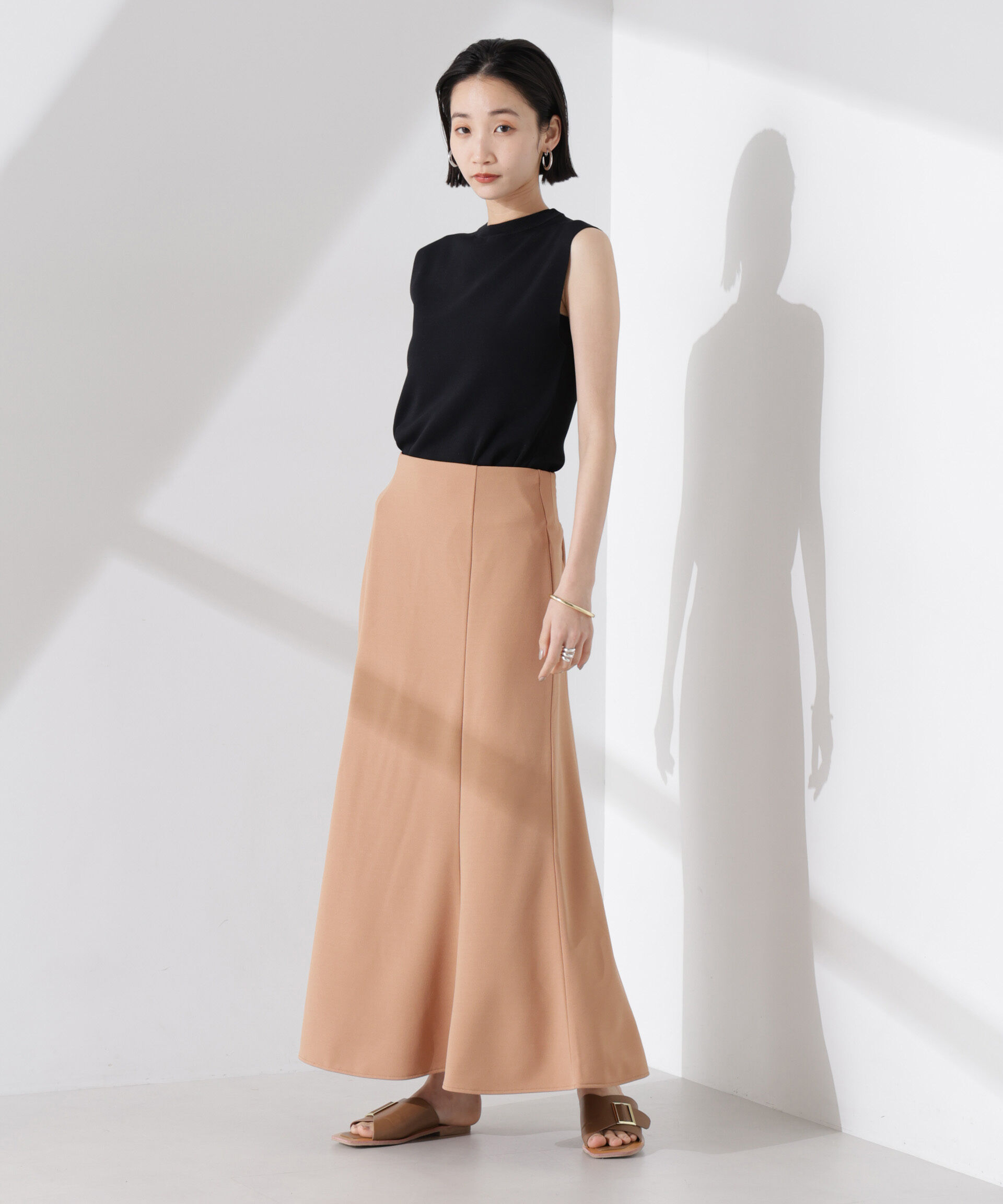 nano･universe「カットジョーゼットフレアスカート（セットアップ可）」|スカート|