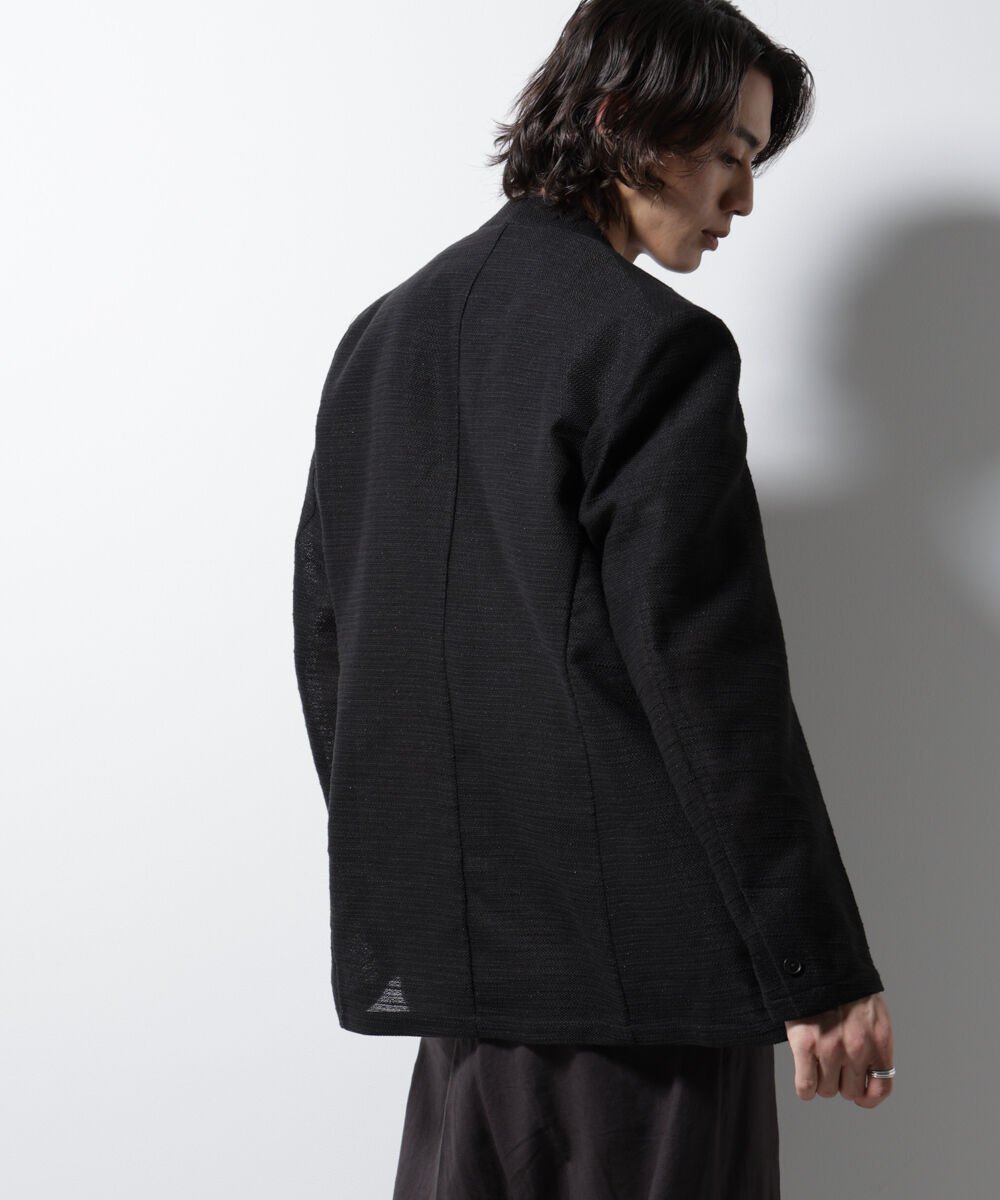 nano･universe「スラブラメ ノーカラージャケット」|テーラードジャケット|