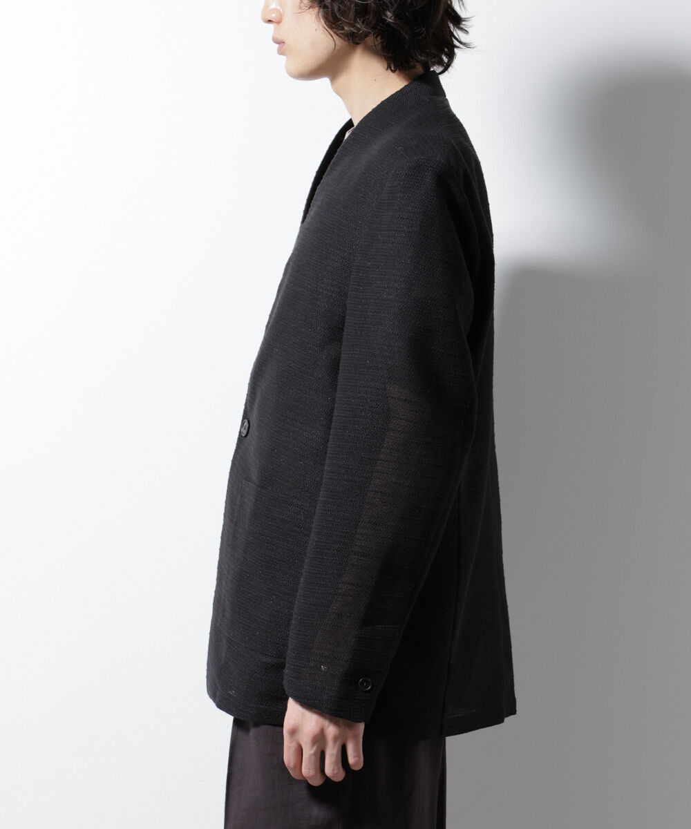 nano･universe「スラブラメ ノーカラージャケット」|テーラードジャケット|