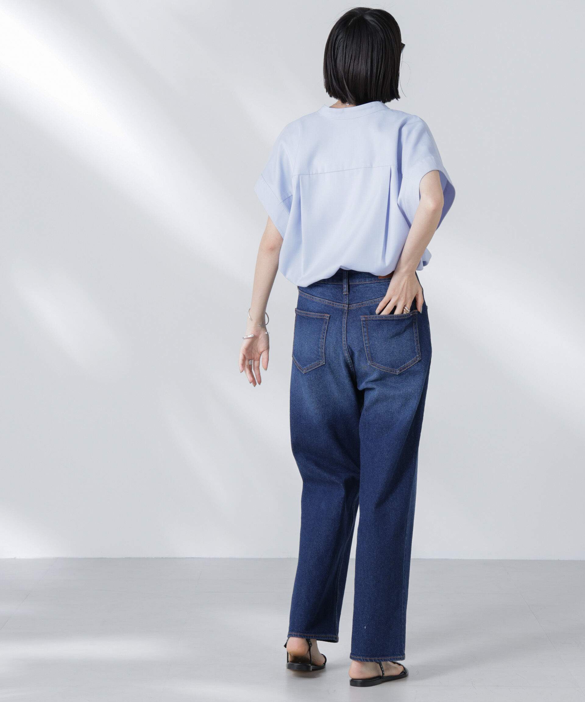 nano･universe「バンドカラーノースリーブシャツ(セットアップ可)」|シャツ・ブラウス|