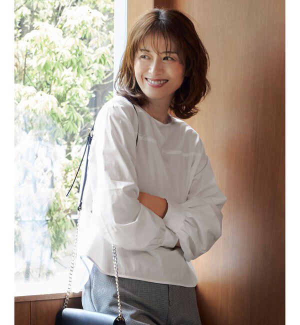 自由区「【洗える】SOMELOSクロップド丈 ブラウス」|シャツ・ブラウス|ホワイト