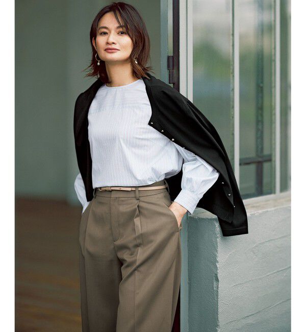 自由区「【洗える】SOMELOSクロップド丈 ブラウス」|シャツ・ブラウス|