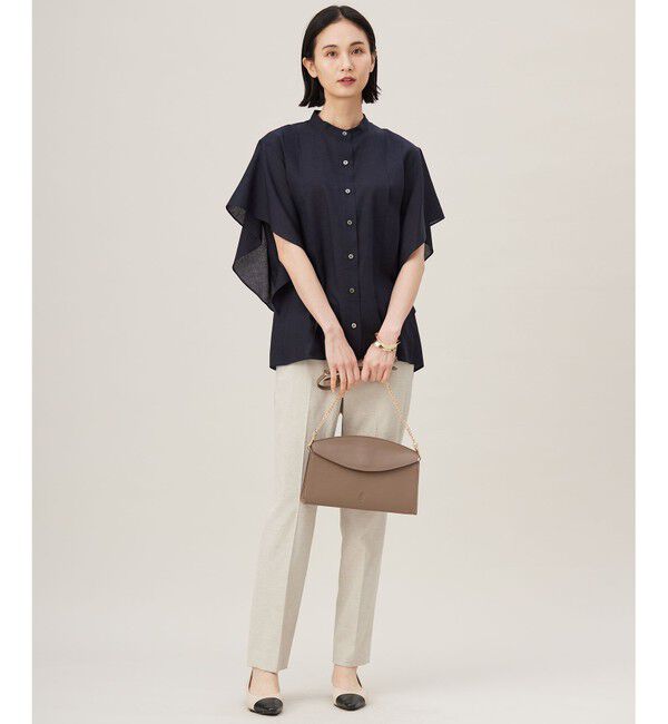 自由区「【接触冷感・吸水速乾・洗える】ナチュラルリネンフレア袖 シャツ」|シャツ・ブラウス|