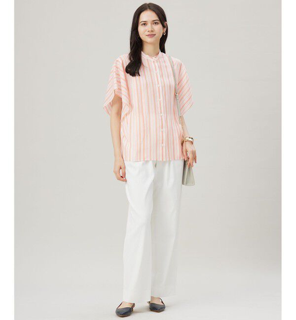 自由区「【接触冷感・吸水速乾・洗える】ナチュラルリネンフレア袖 シャツ」|シャツ・ブラウス|