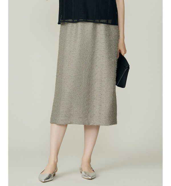 自由区「【洗える】ルーレックスジャカード スカート」|スカート|モスグレー