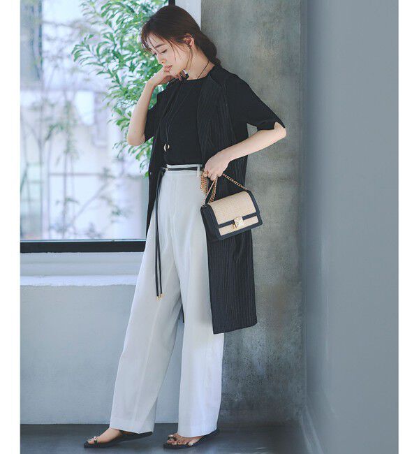 23区「【洗える】レーヨンポリエステルストレッチ 5分袖 ニット」|ニット・セーター|