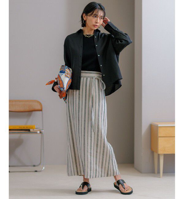 23区「【洗える】レーヨンポリエステルストレッチ 5分袖 ニット」|ニット・セーター|