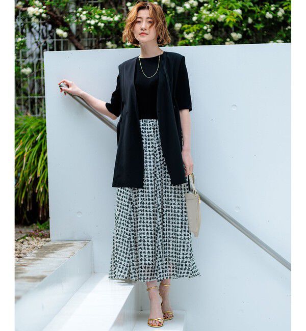 23区「【洗える】レーヨンポリエステルストレッチ 5分袖 ニット」|ニット・セーター|