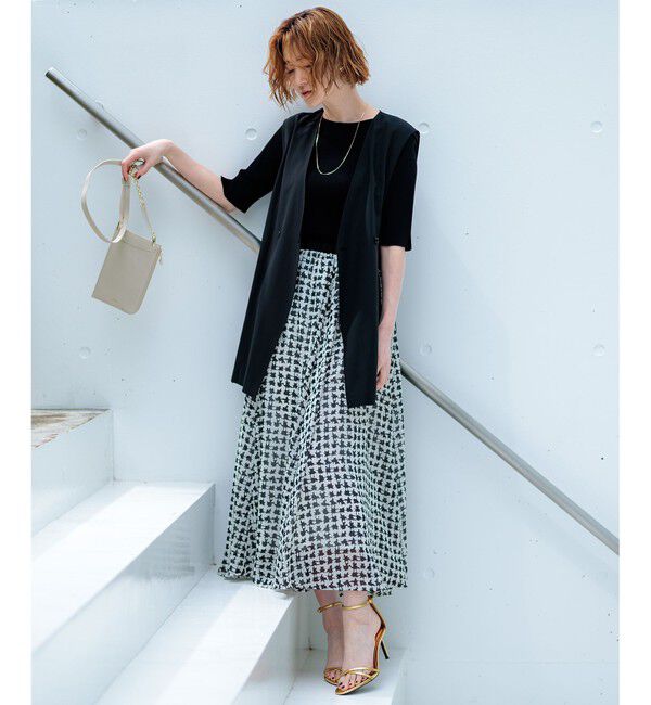 23区「【洗える】レーヨンポリエステルストレッチ 5分袖 ニット」|ニット・セーター|