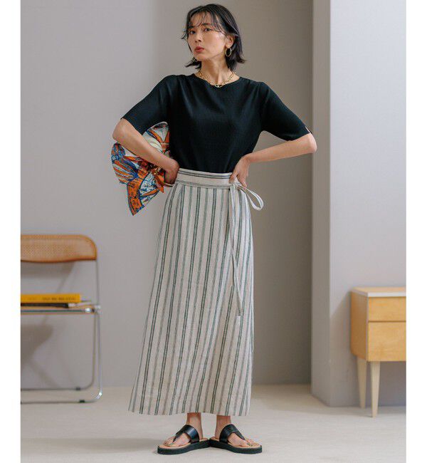 23区「【洗える】レーヨンポリエステルストレッチ 5分袖 ニット」|ニット・セーター|