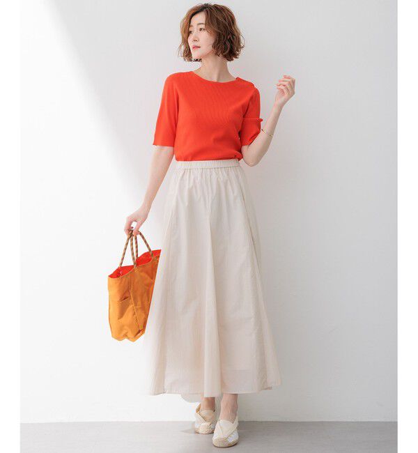 23区「【洗える】レーヨンポリエステルストレッチ 5分袖 ニット」|ニット・セーター|