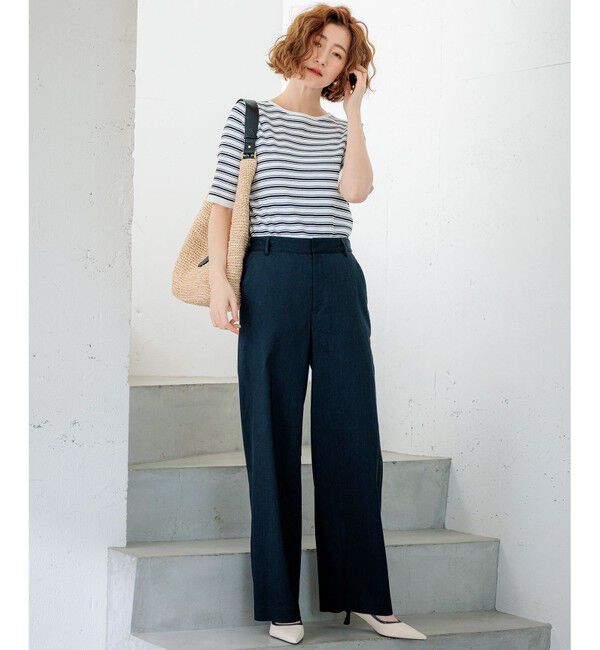 23区「【洗える】レーヨンポリエステルストレッチ 5分袖 ニット」|ニット・セーター|