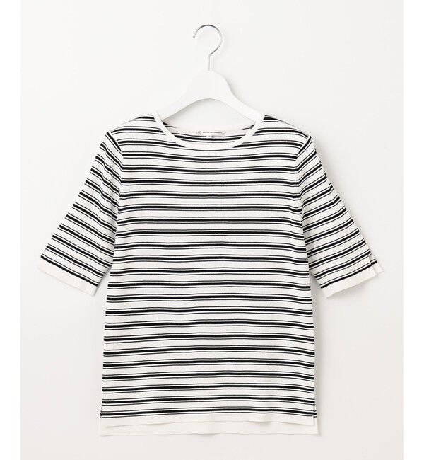 23区「【洗える】レーヨンポリエステルストレッチ 5分袖 ニット」|ニット・セーター|