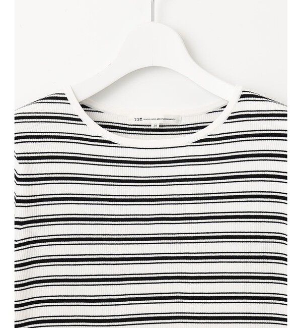 23区「【洗える】レーヨンポリエステルストレッチ 5分袖 ニット」|ニット・セーター|