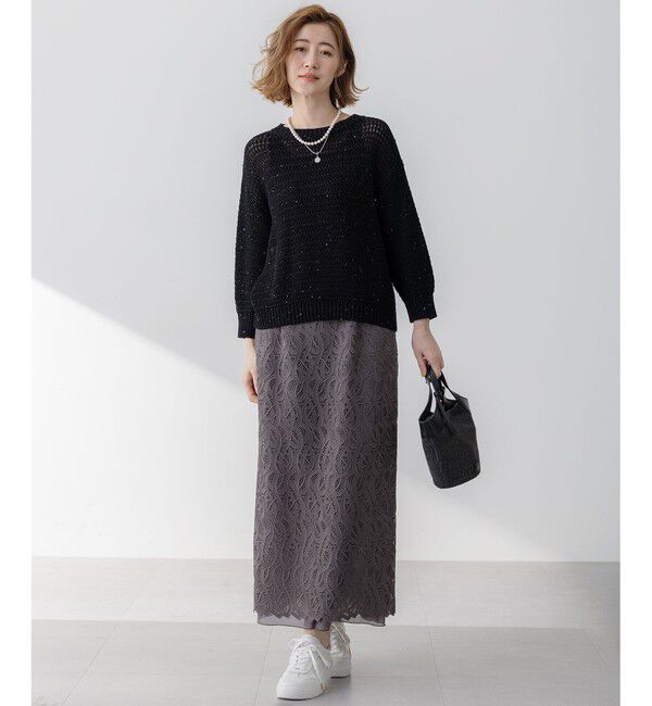 23区「【洗える】スパングル ボートネック ニット」|ニット・セーター|