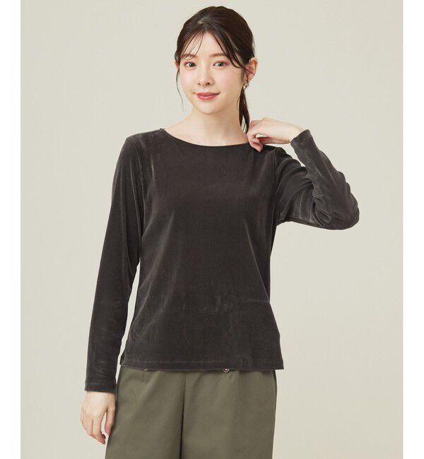 any SiS「【洗える】チュールベロア プルオーバー」|Tシャツ・カットソー|チャコール