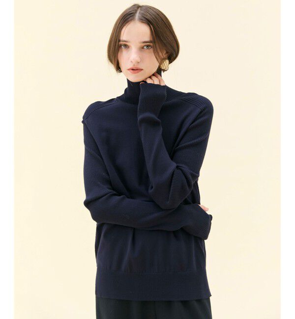 BEIGE,「【洗える】WILLOW / サムホールハイネックニット」|ニット・セーター|Navy