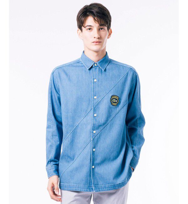 LACOSTE「バイアスカットデニムシャツ」|シャツ・ブラウス|ブル－グレ－